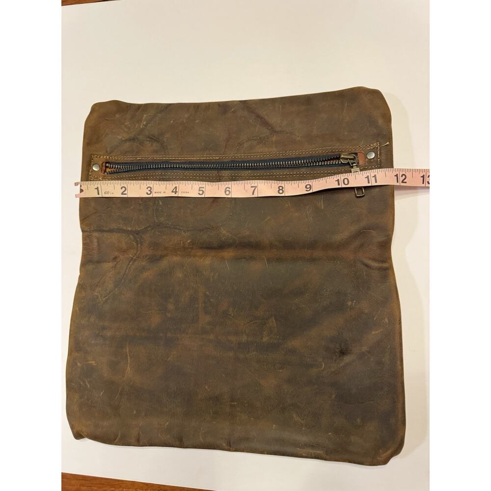 Coastal Hillbilly Brown Leather Clutch Purse Zipper Hand Made Rustic - Picture 5 of 9